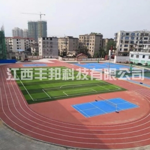 萍乡万载康乐实验学校篮球场，跑道施工